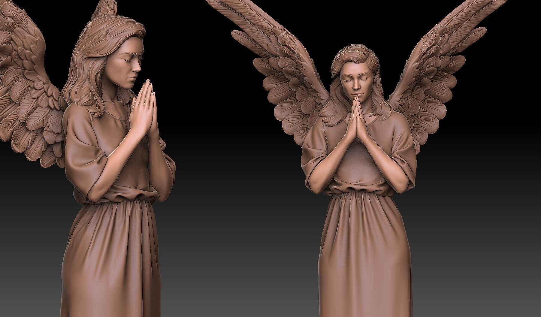 praying angel 3D print model_9