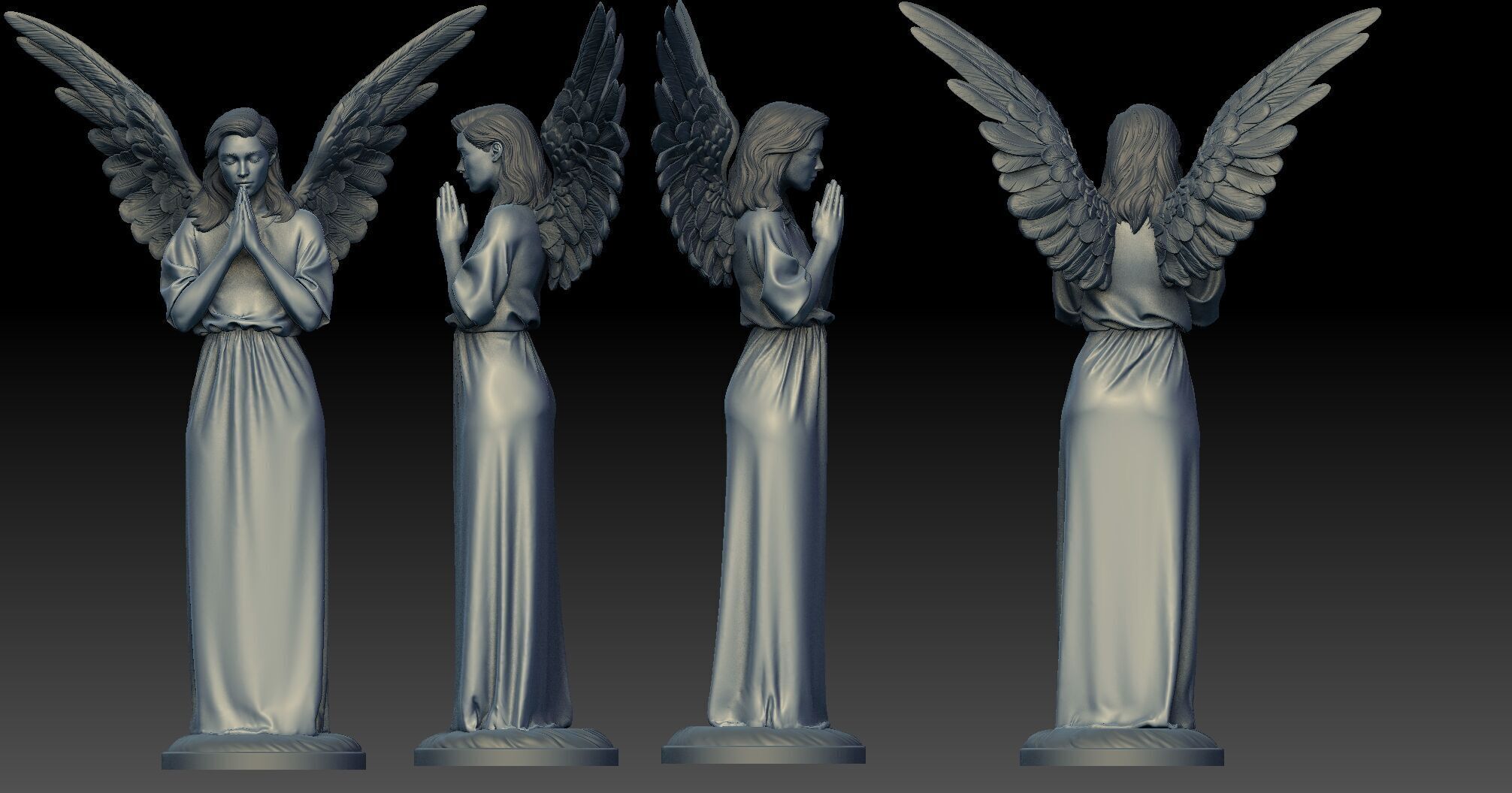 praying angel 3D print model_3