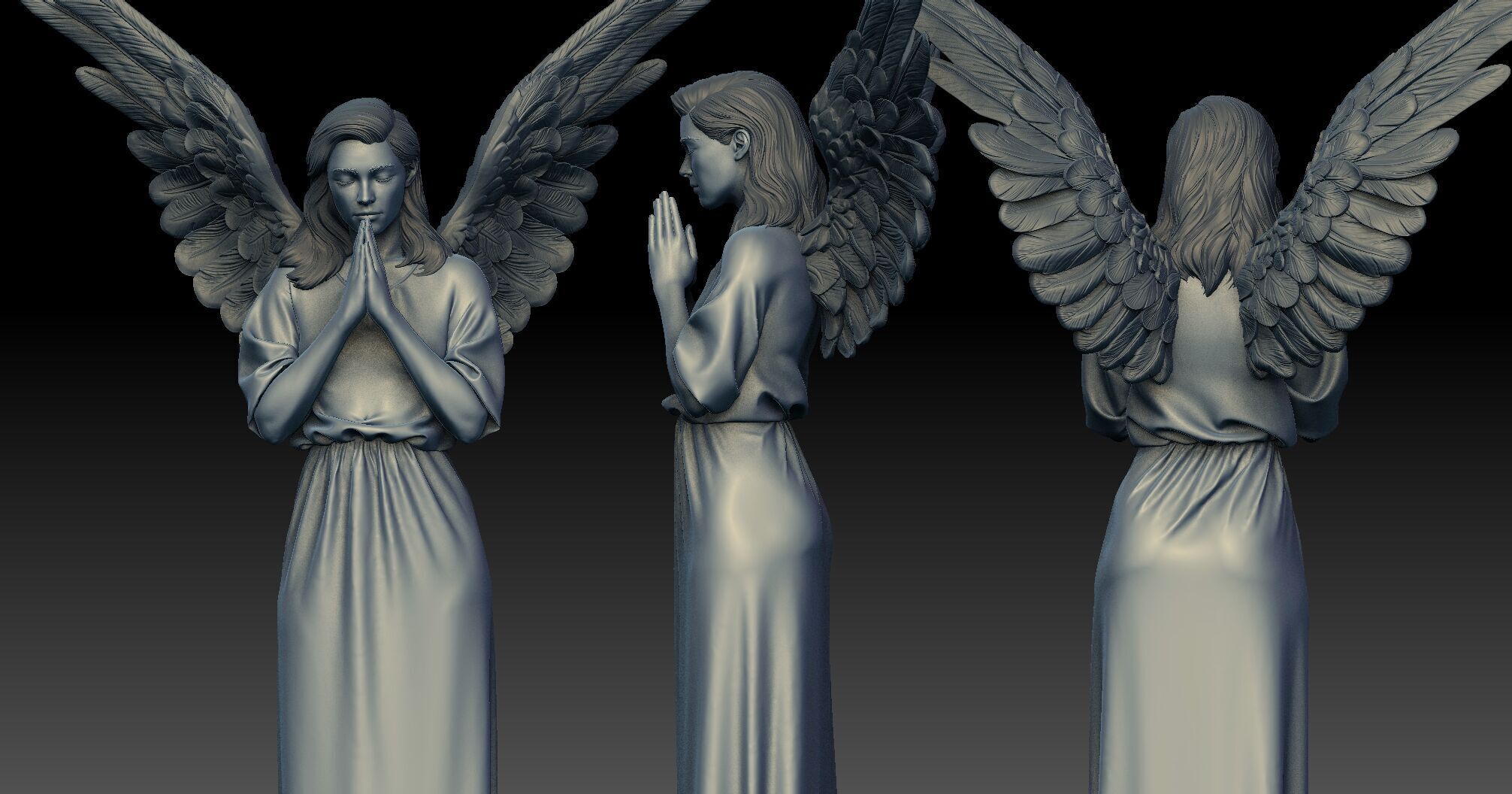 praying angel 3D print model_4