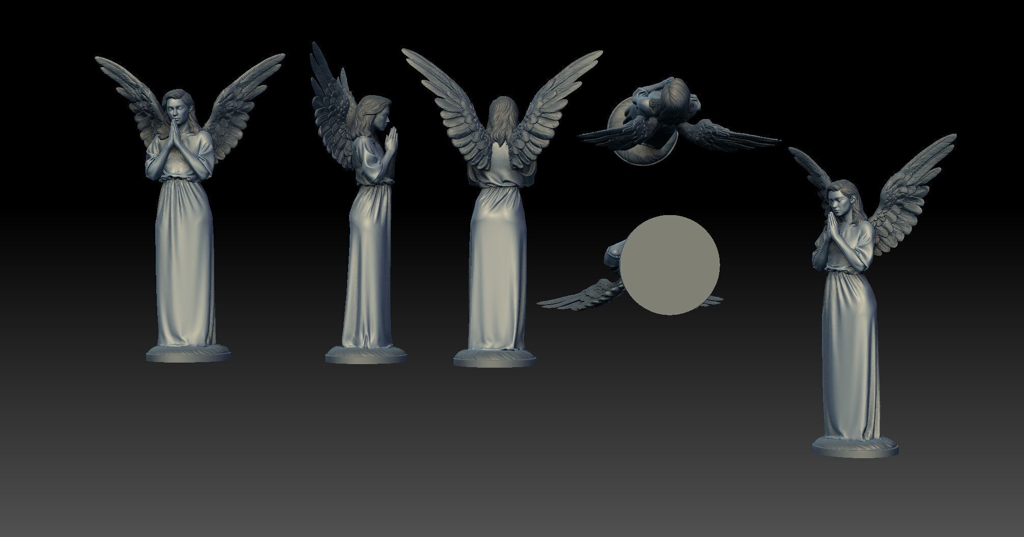 praying angel 3D print model_5