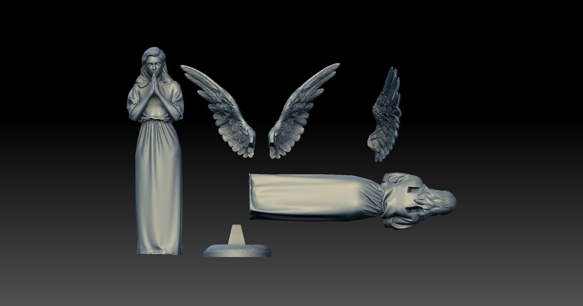 praying angel 3D print model_6