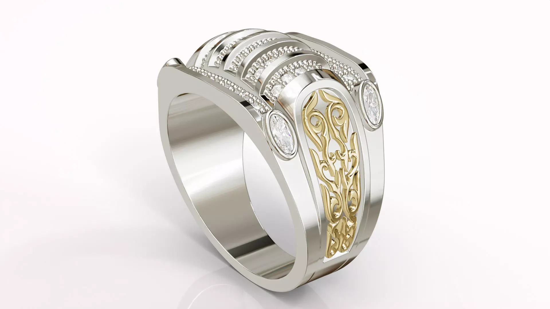 Man Diamond Ring Gold Silver Jewelry Printable - 03 Free 3D print model