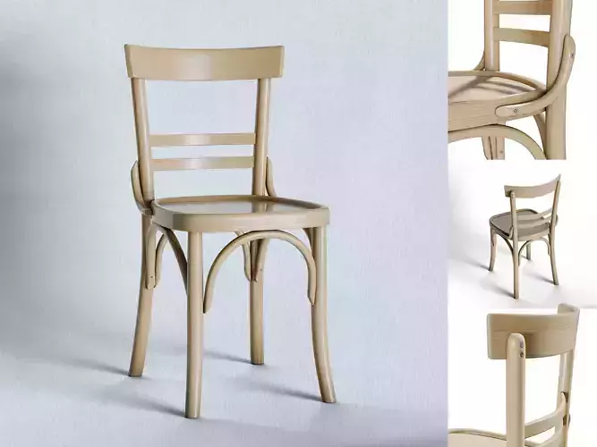Cafe Bistro Wooden Chair v2 low-poly Low-poly 3D model