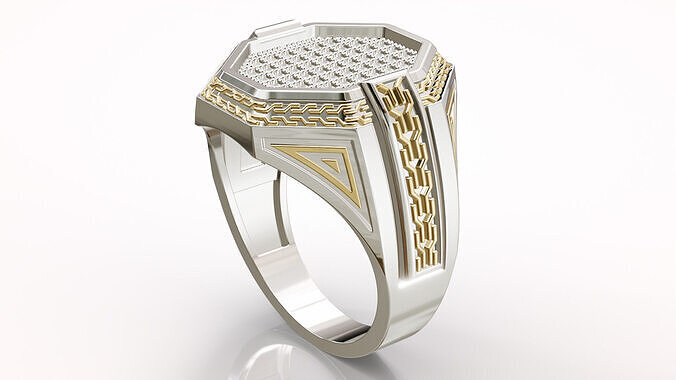 Man Diamond Ring Gold Silver Jewelry Printable - 04 Free 3D print model