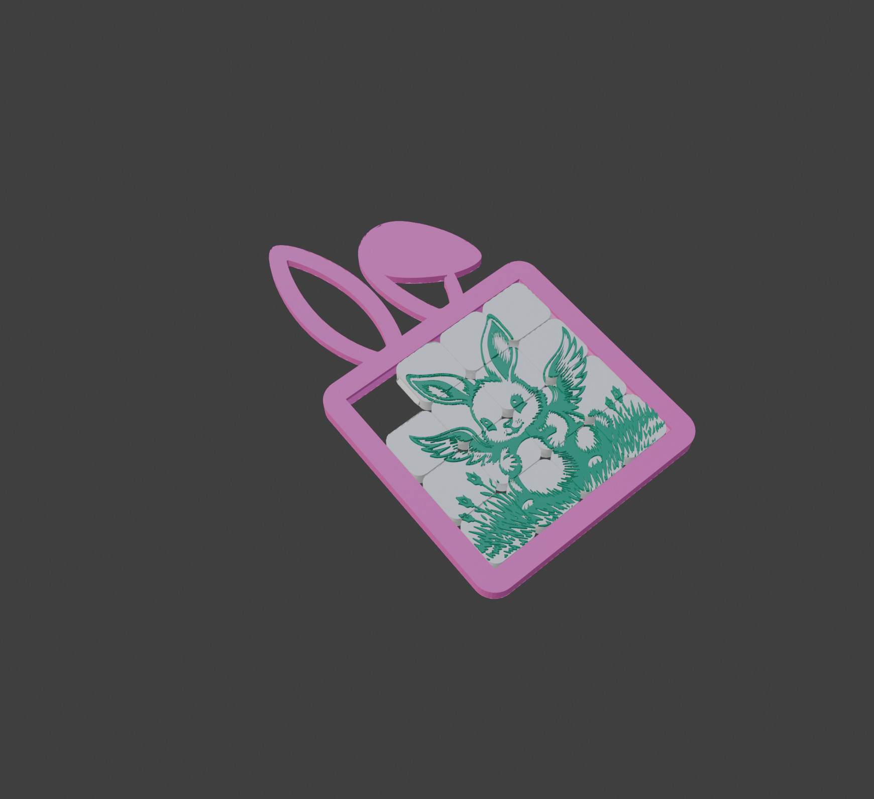 Difficult Sliding puzzle toy with a cute fantasy bunny 3D print model_10