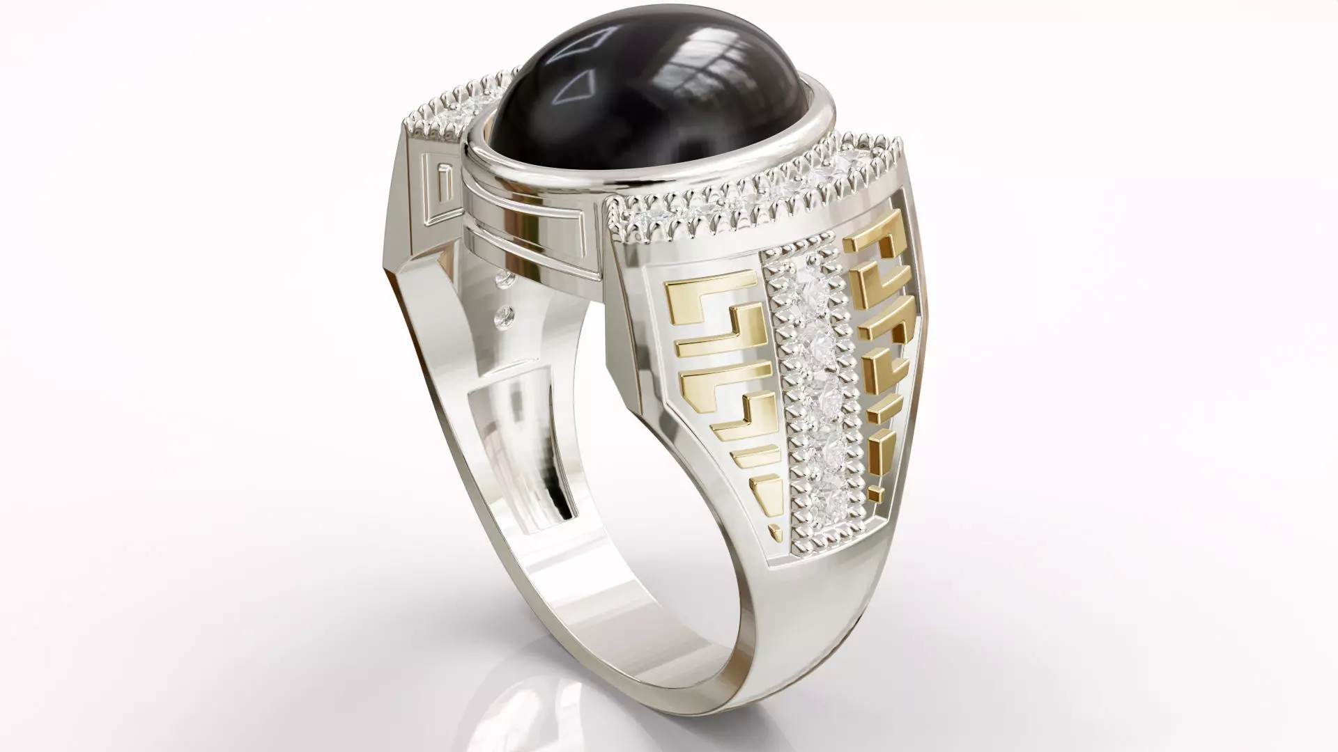 Man Diamond Ring Gold Silver Jewelry Printable - 05 Free 3D print model