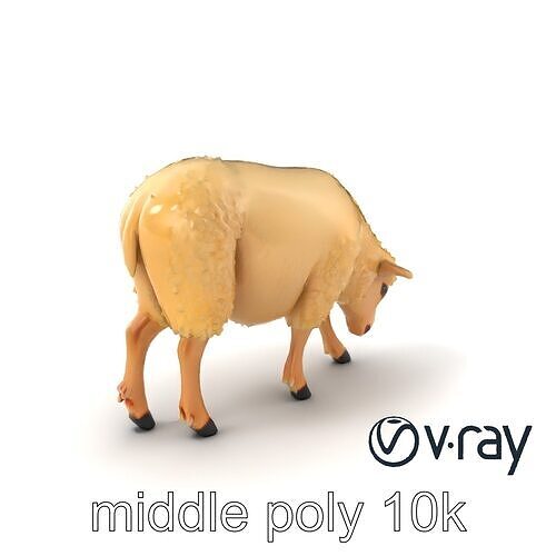 Sheep Fluffy Coat Grazing model pack Low-poly 3D model