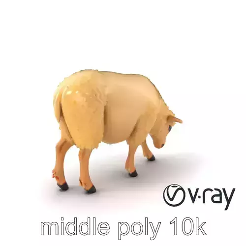 Sheep Fluffy Coat Grazing model pack Low-poly 3D model