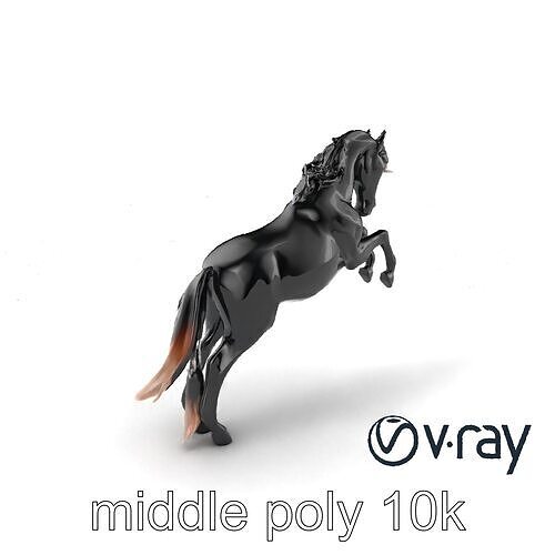 Dynamic Black Horse 3D model pack Low-poly 3D model