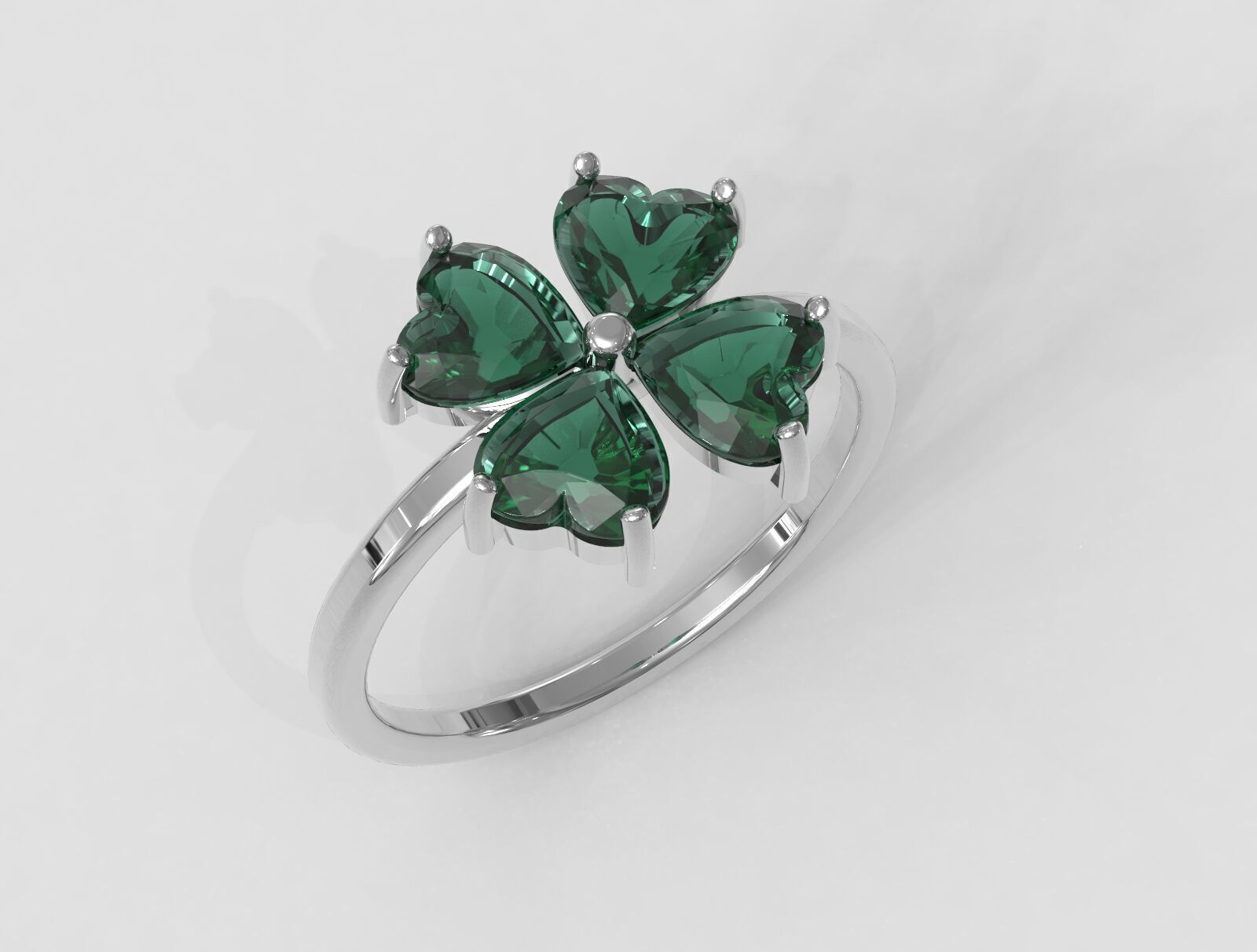 Clover Gemstone Ring 3D print model_1