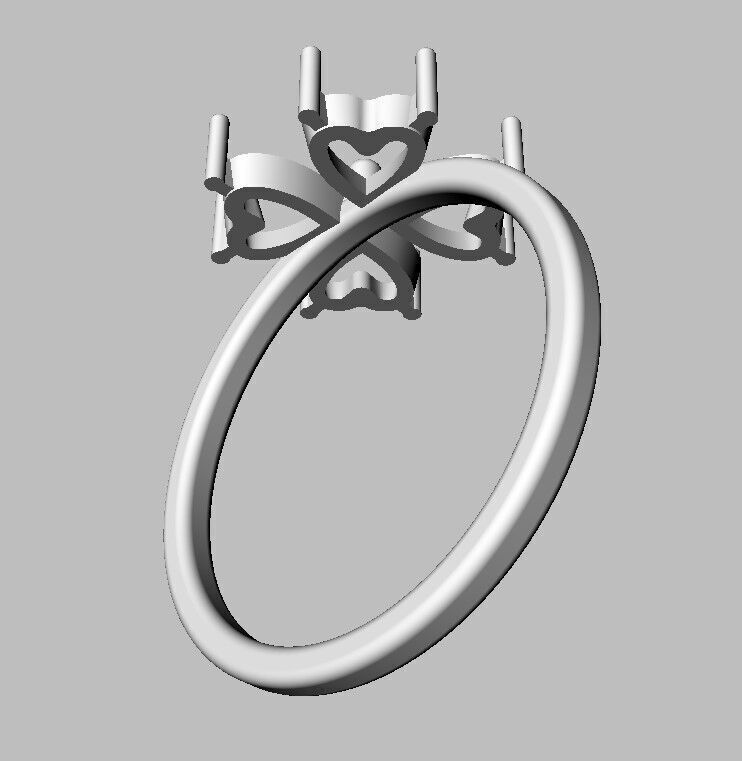 Clover Gemstone Ring 3D print model_10