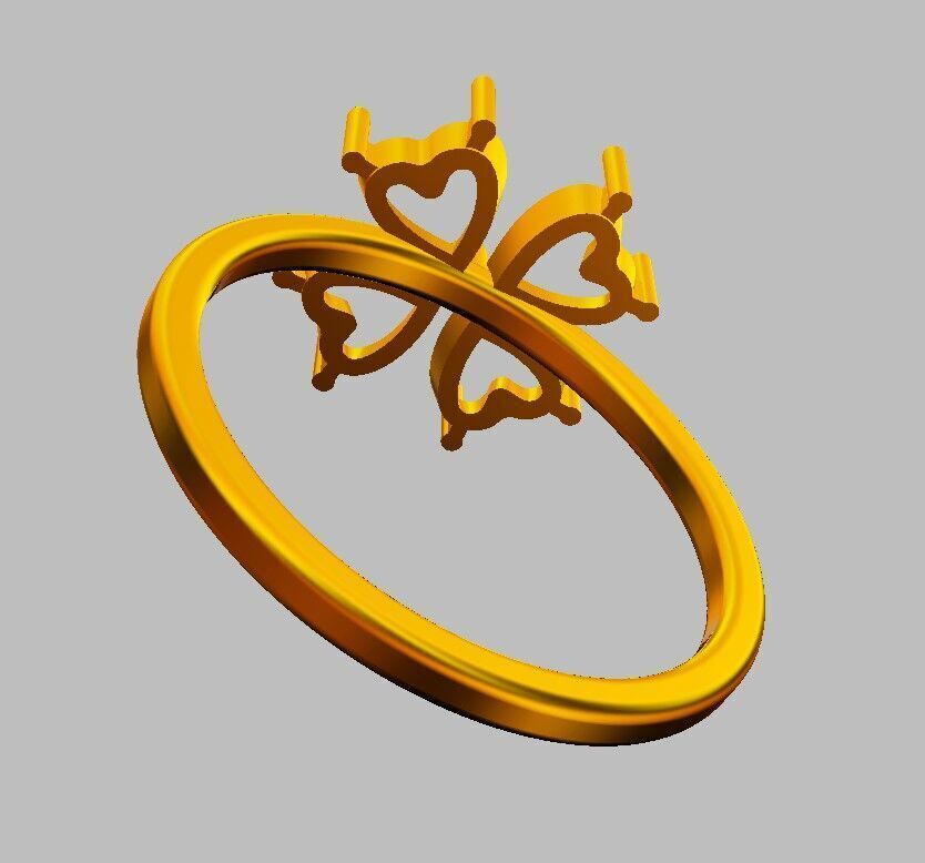 Clover Gemstone Ring 3D print model_15