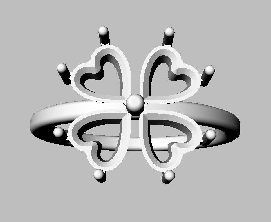 Clover Gemstone Ring 3D print model_8