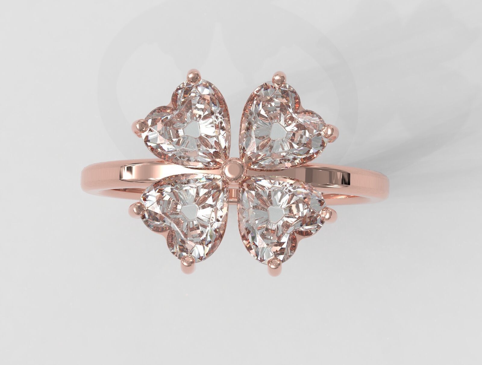 Clover Gemstone Ring 3D print model_2