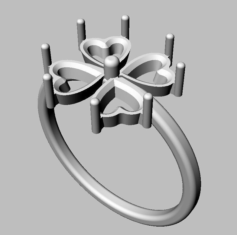 Clover Gemstone Ring 3D print model_7