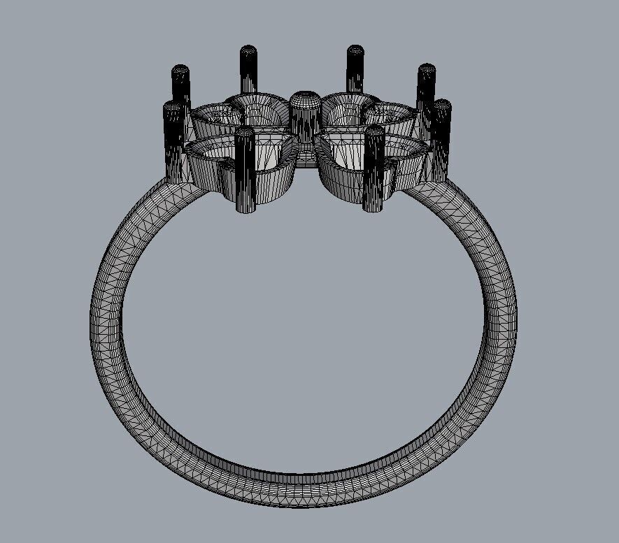 Clover Gemstone Ring 3D print model_25