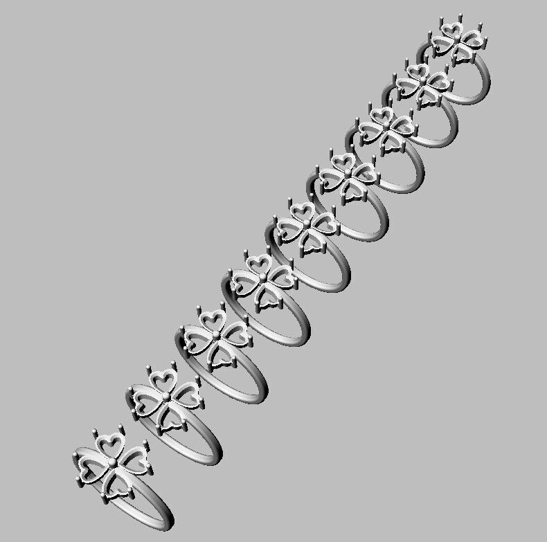 Clover Gemstone Ring 3D print model_5