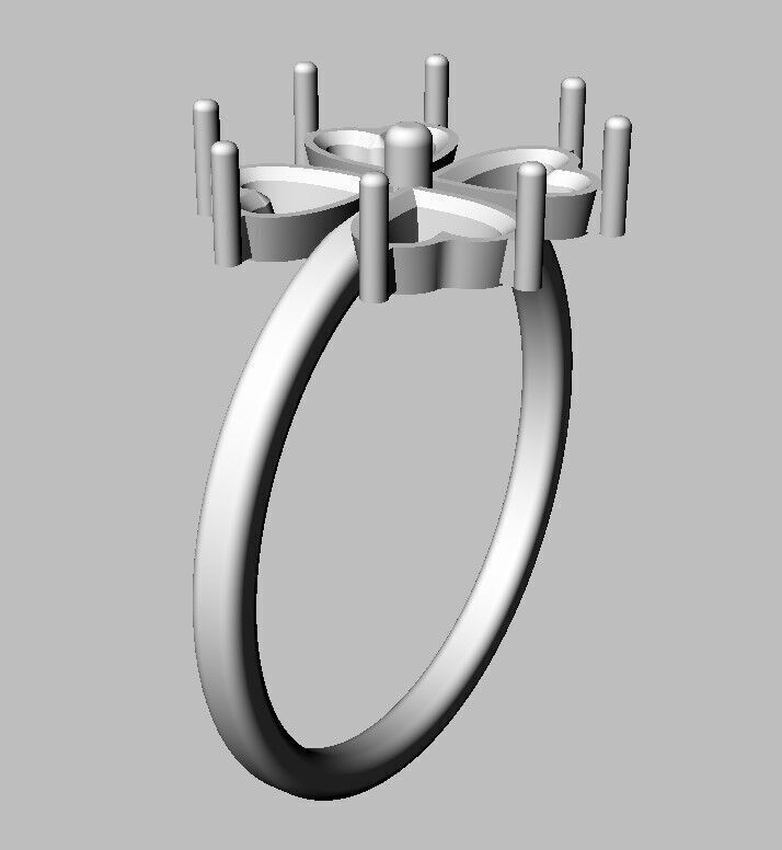 Clover Gemstone Ring 3D print model_9