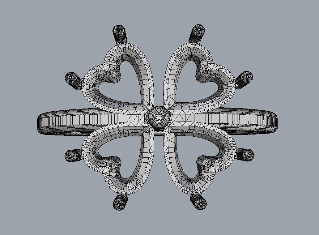Clover Gemstone Ring 3D print model_23