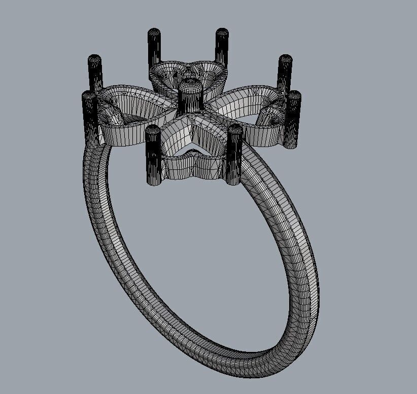 Clover Gemstone Ring 3D print model_18