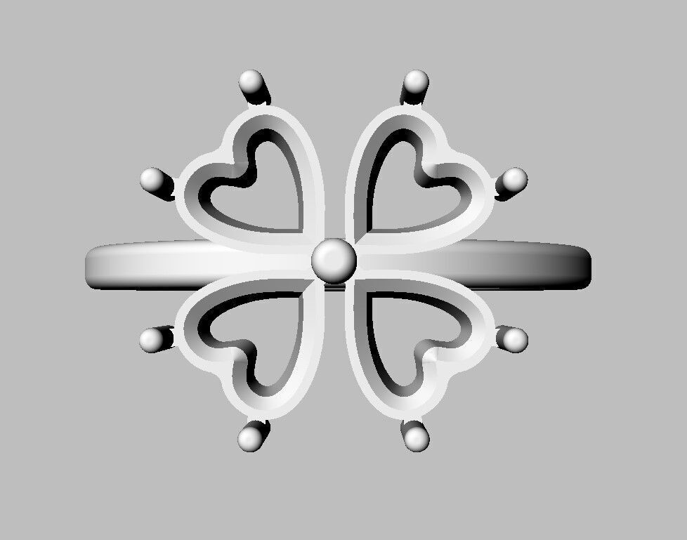 Clover Gemstone Ring 3D print model_11