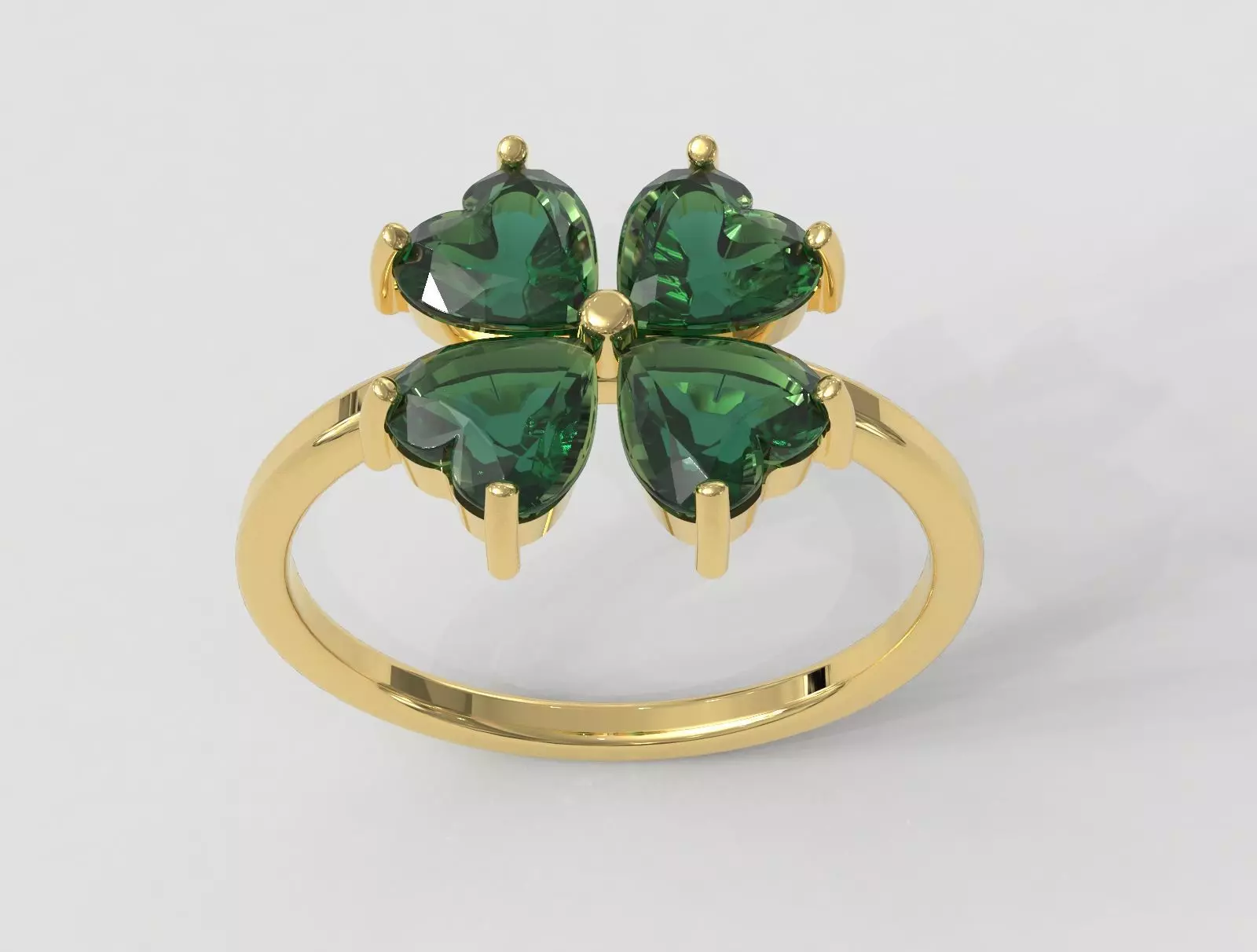 Clover Gemstone Ring 3D print model_0