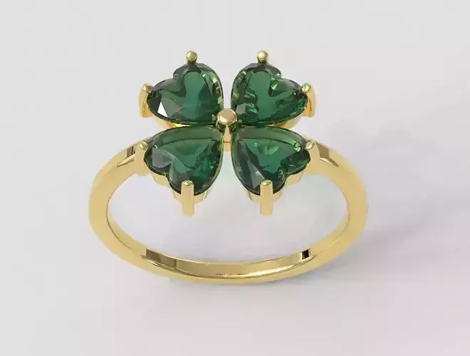 Clover Gemstone Ring 3D print model