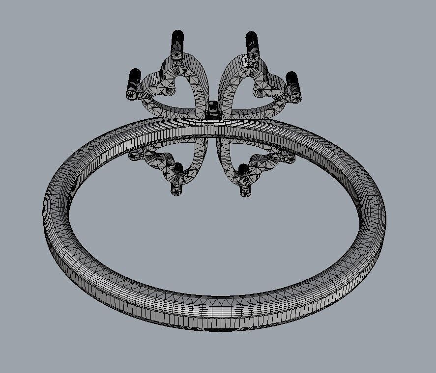 Clover Gemstone Ring 3D print model_22
