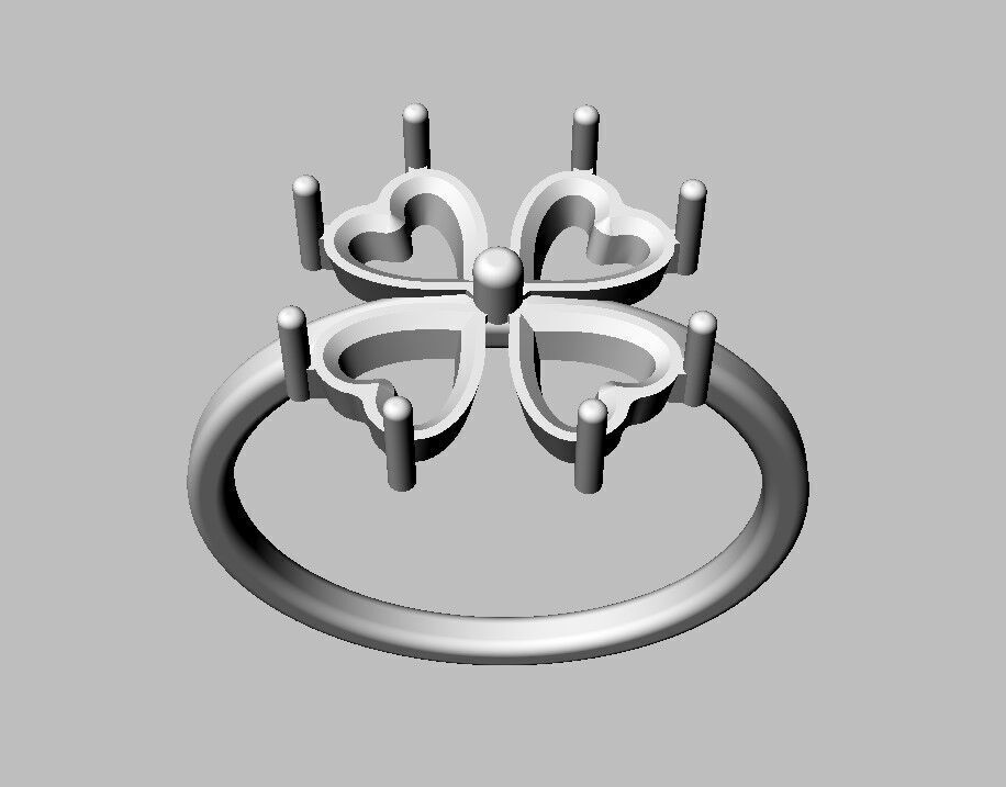 Clover Gemstone Ring 3D print model_6