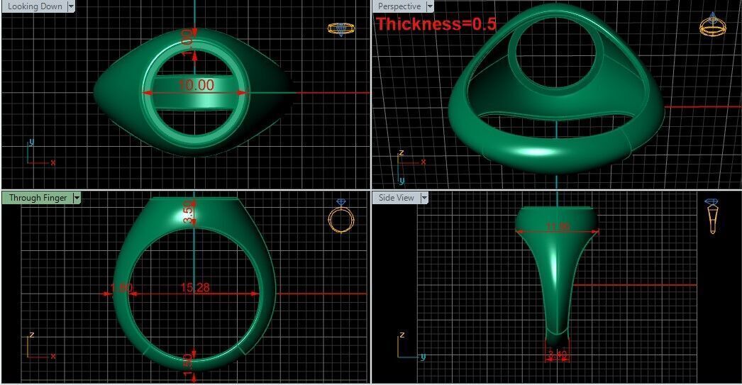 Round Agate Ring Base 10MM top in All sizes 160-MWC 3D print model_2