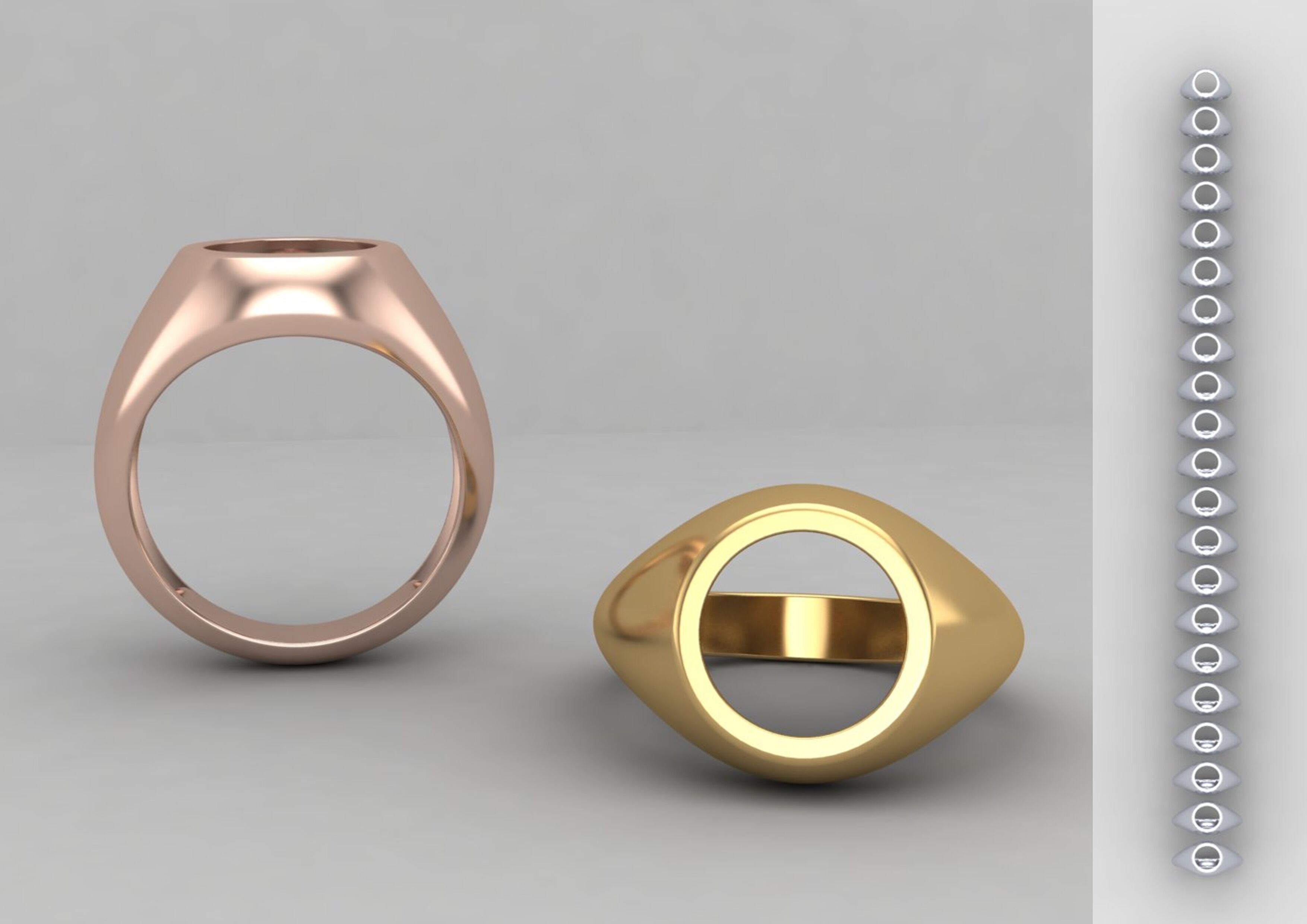 Round Agate Ring Base 10MM top in All sizes 160-MWC 3D print model_1