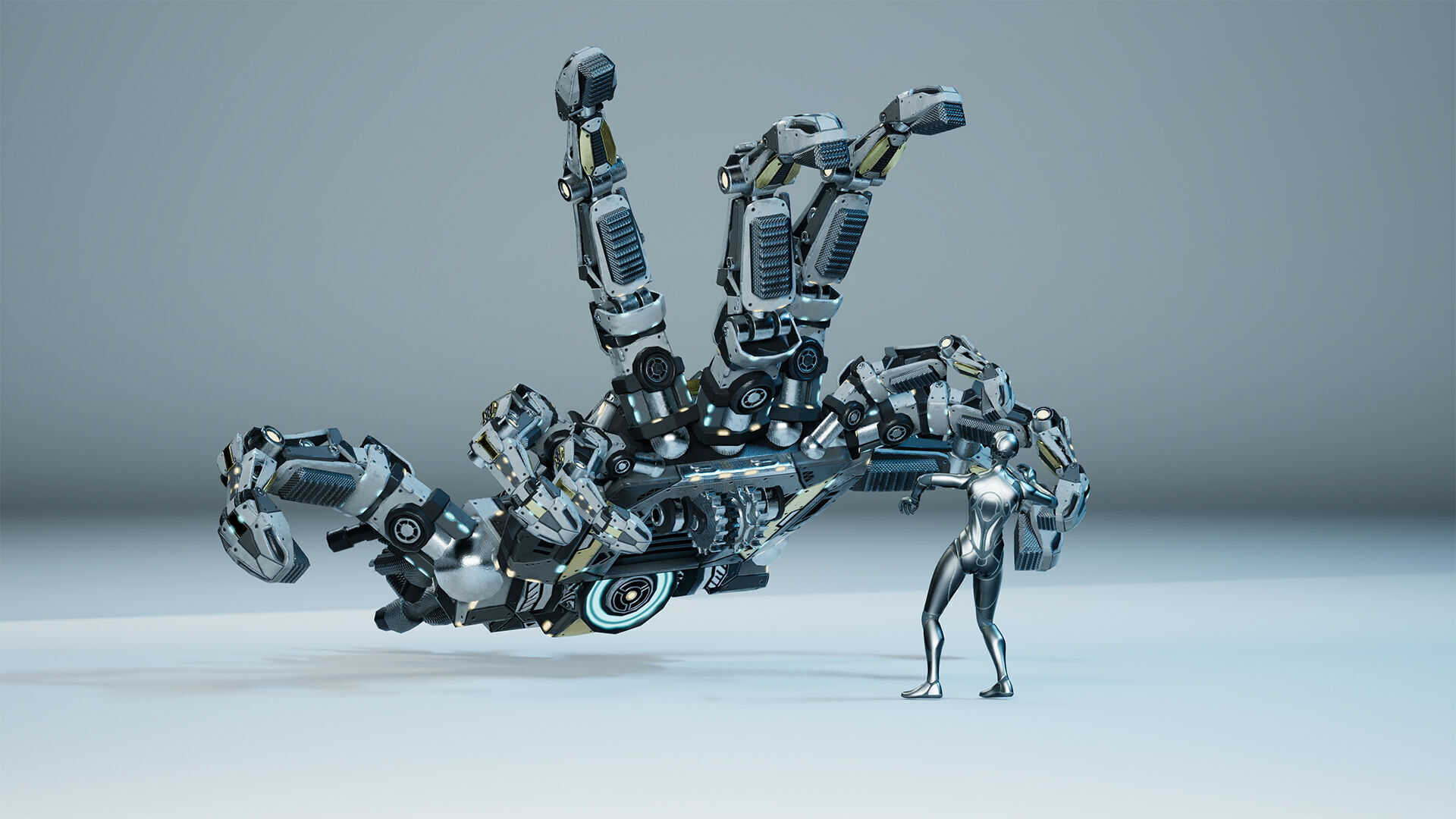 Sci-Fi Hand Walker Low-poly 3D model_10