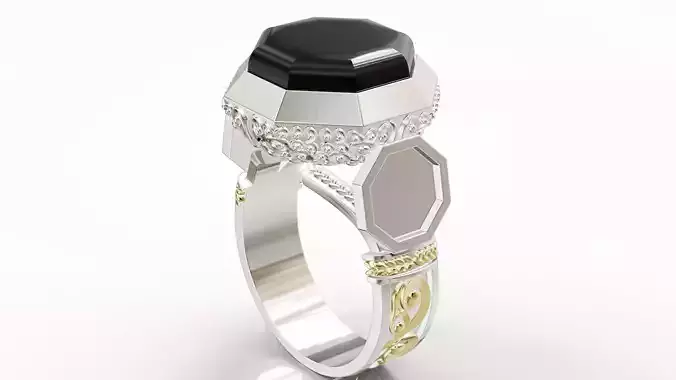 Man Diamond Ring Gold Silver Jewelry Printable - 08