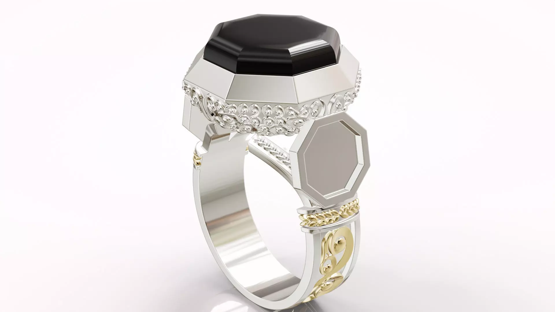 Man Diamond Ring Gold Silver Jewelry Printable - 08 Free 3D print model