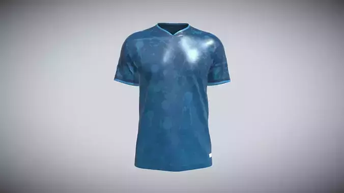 Soccer Blue Jersey Player-06 In Low Poly