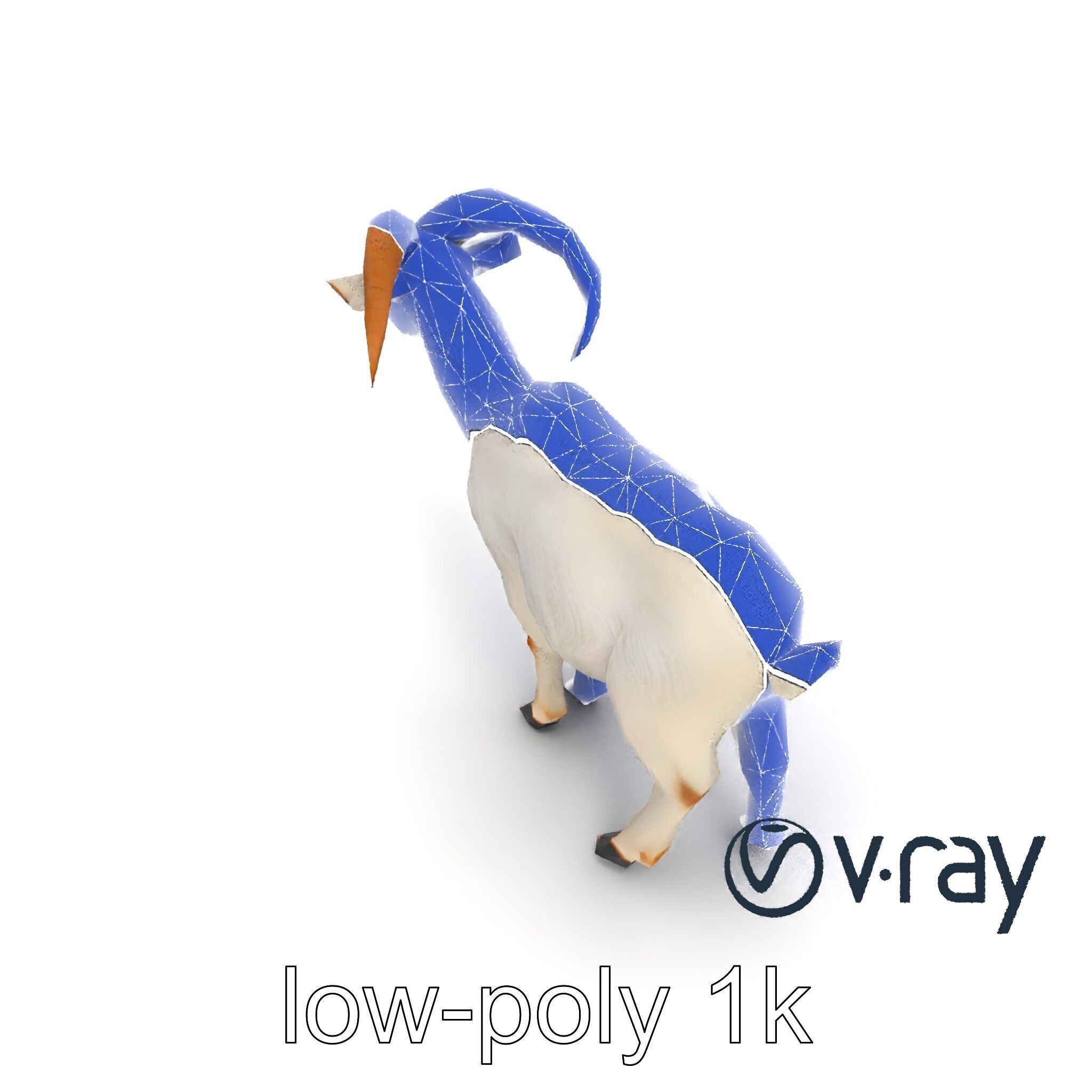 Curved Horn Goat White Coat model pack Low-poly 3D model_23