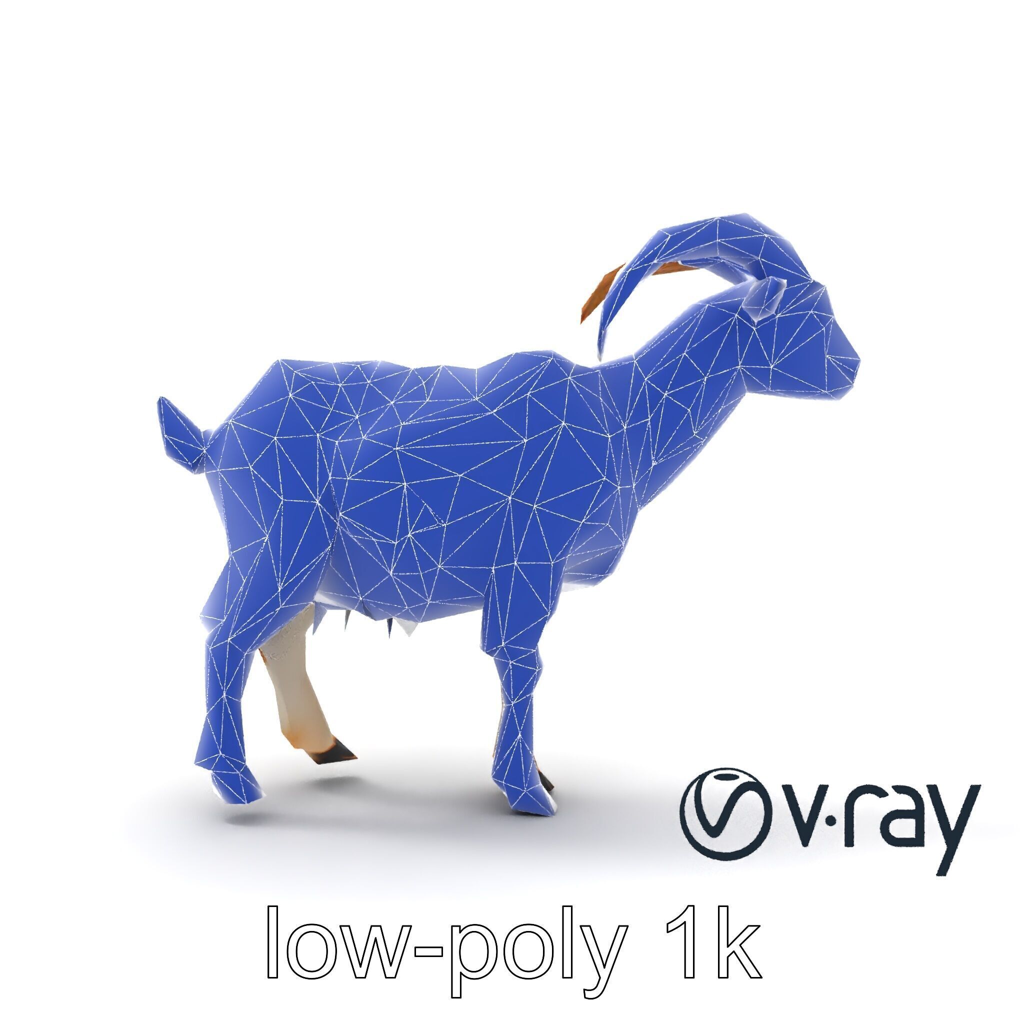 Curved Horn Goat White Coat model pack Low-poly 3D model_13