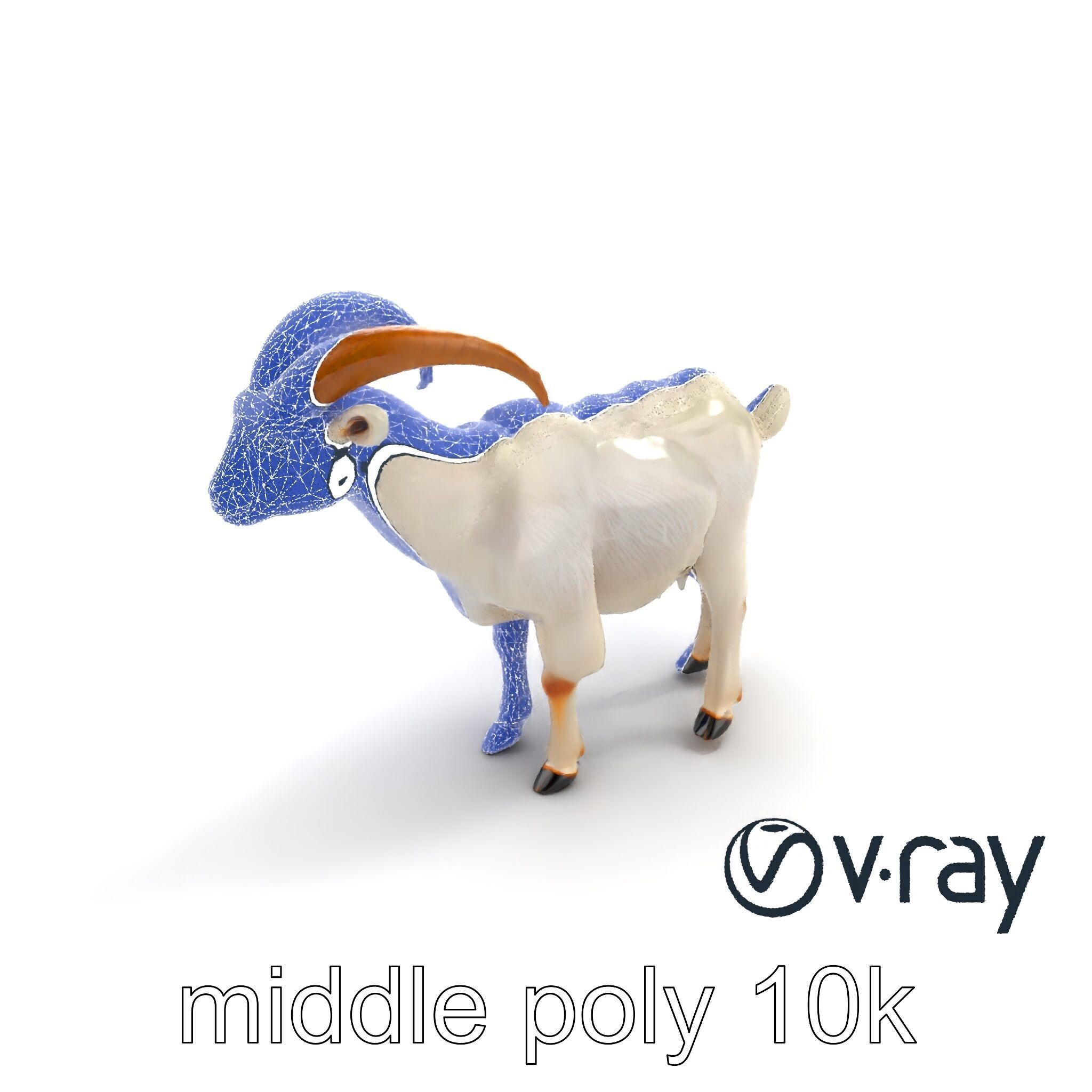 Curved Horn Goat White Coat model pack Low-poly 3D model_31