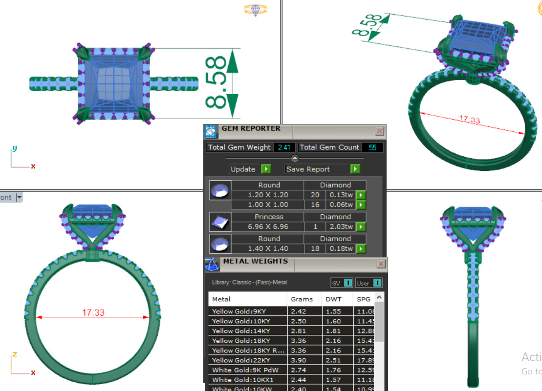 Solitaire Diamond Ring 360 animation renders 3dm stl  3D print model_3