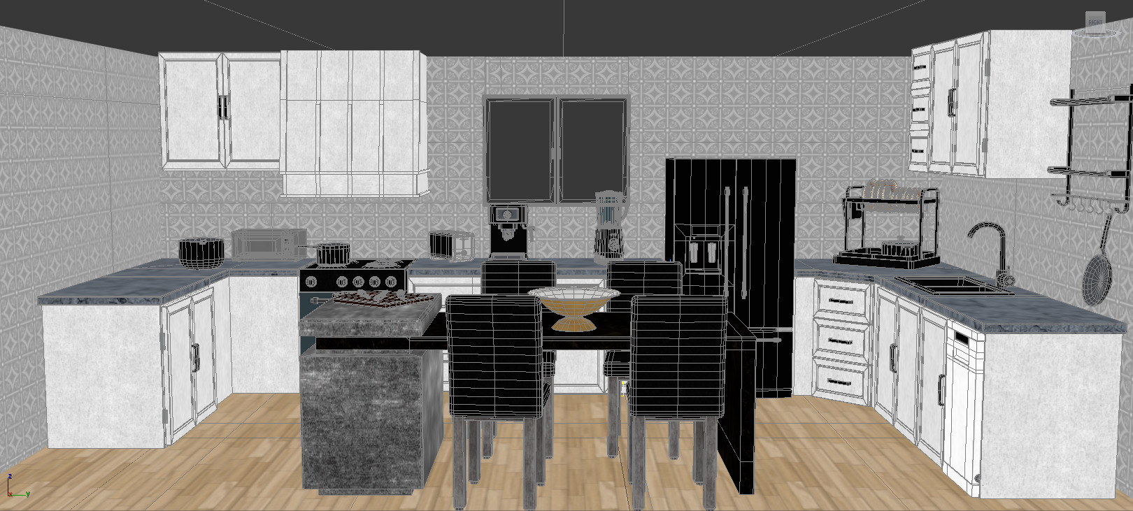 Kitchen interior 3D model Low-poly 3D model_8