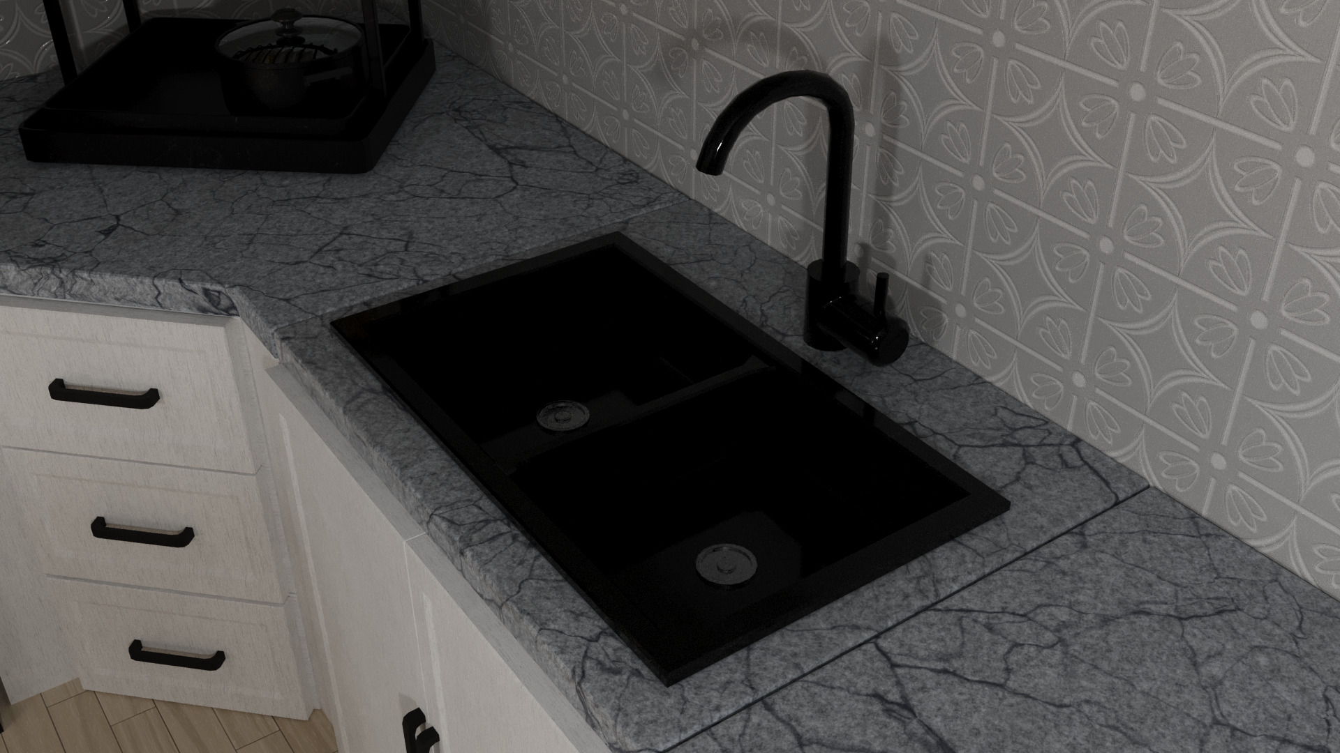 Kitchen interior 3D model Low-poly 3D model_2