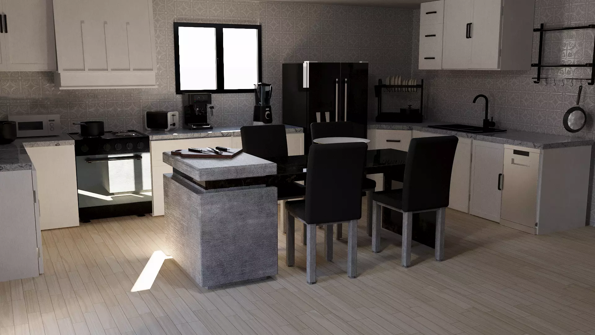 Kitchen interior 3D model Low-poly 3D model_0