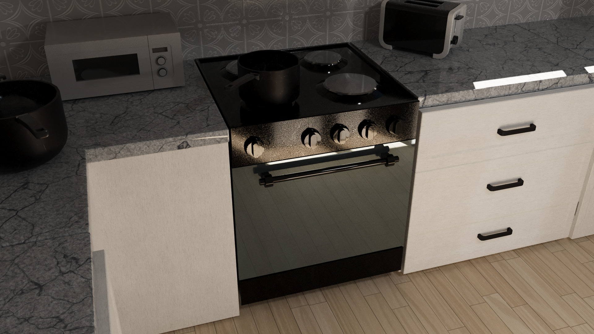 Kitchen interior 3D model Low-poly 3D model_4