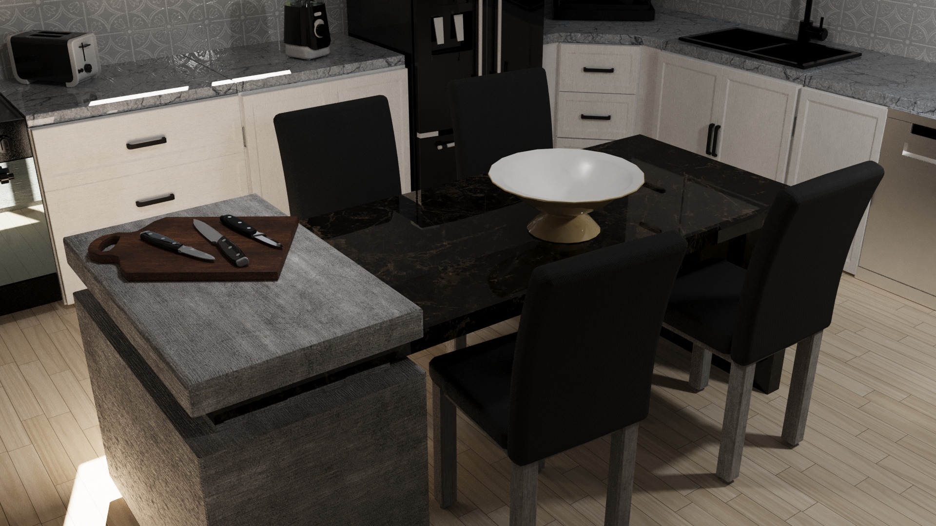 Kitchen interior 3D model Low-poly 3D model_3