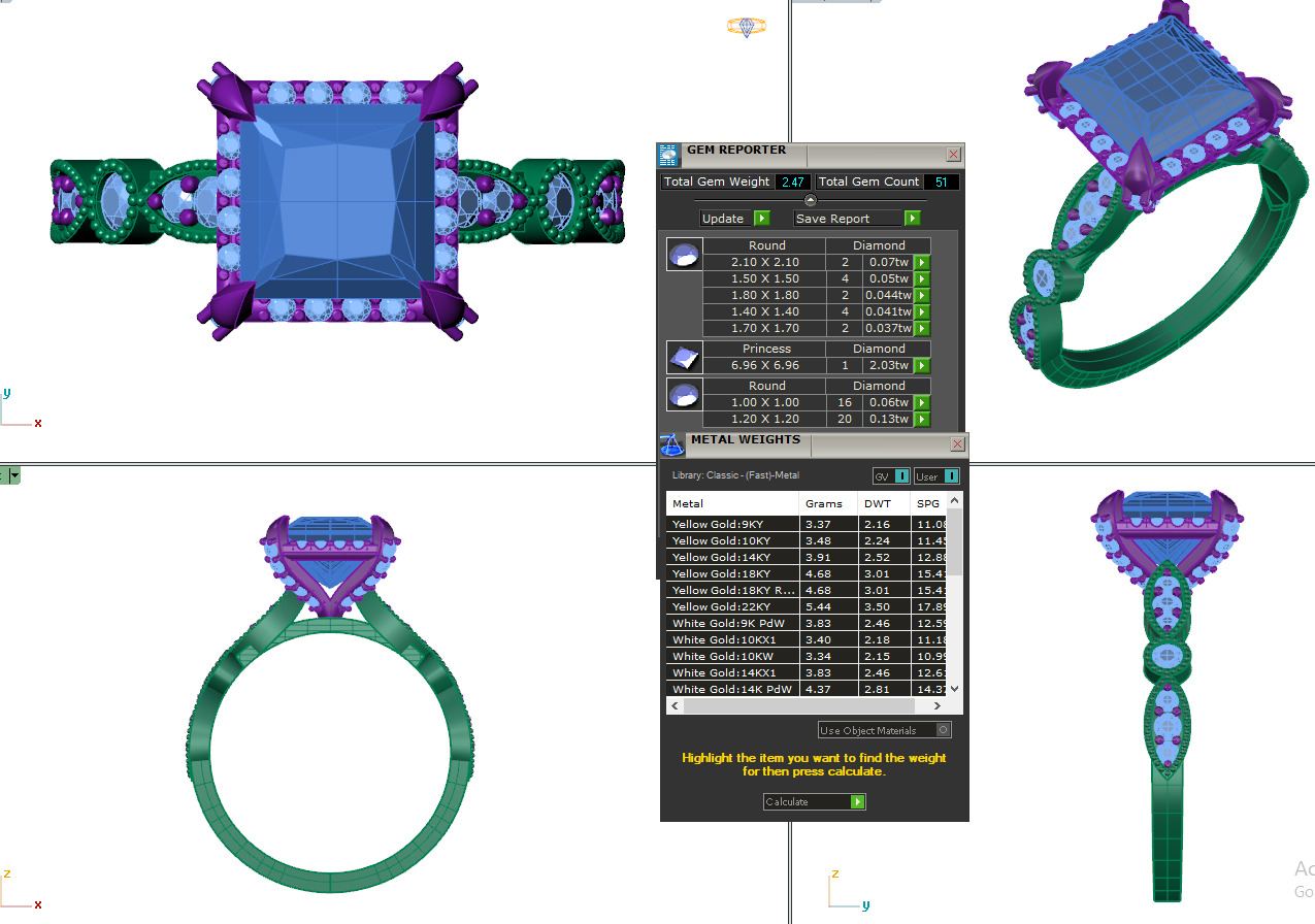 Solitaire Diamond Ring 360 animation renders 3dm stl  3D print model_3
