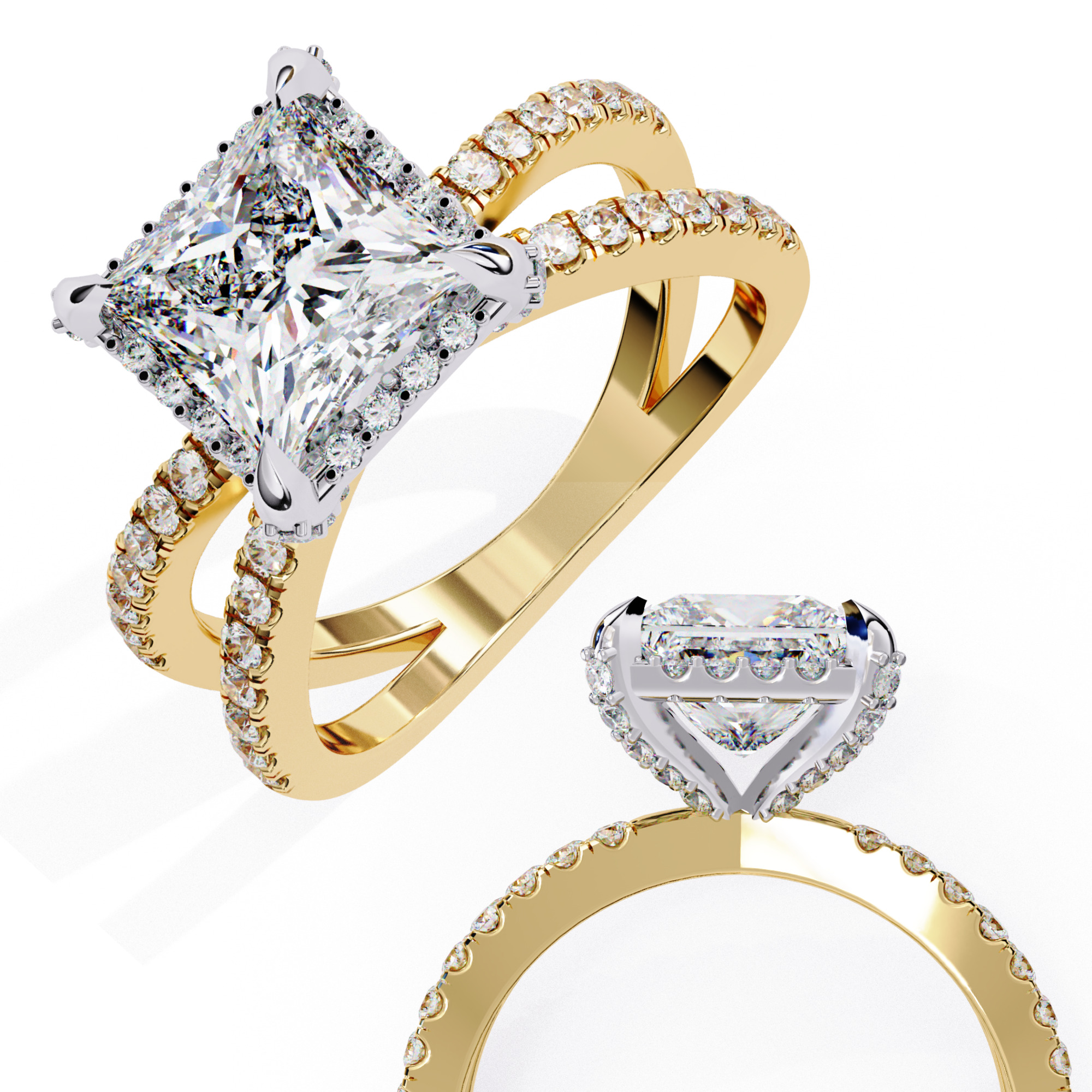 Solitaire Diamond Ring 360 animation renders 3dm stl 3D print model_3