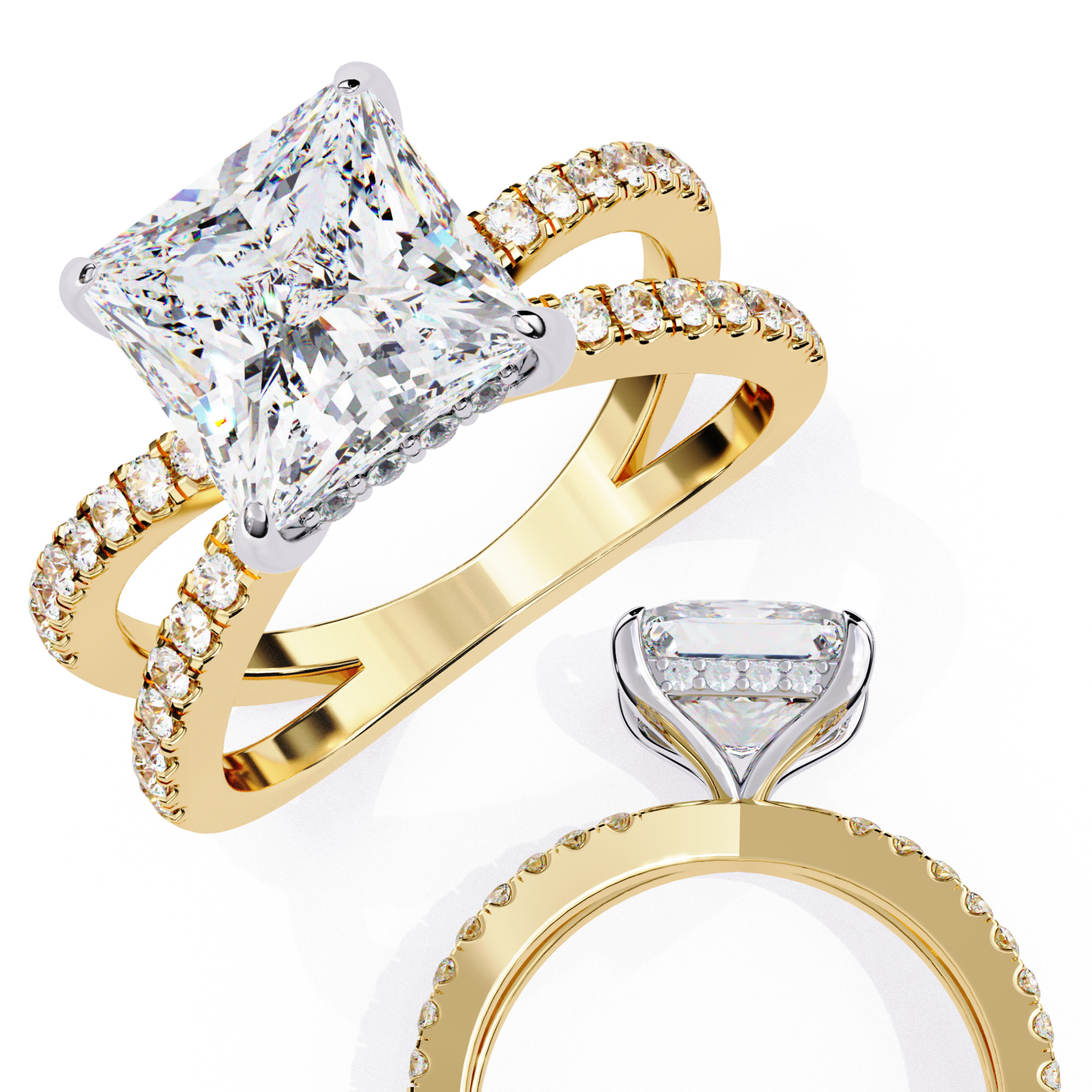 Solitaire Diamond Ring 360 animation renders 3dm stl 3D print model_3