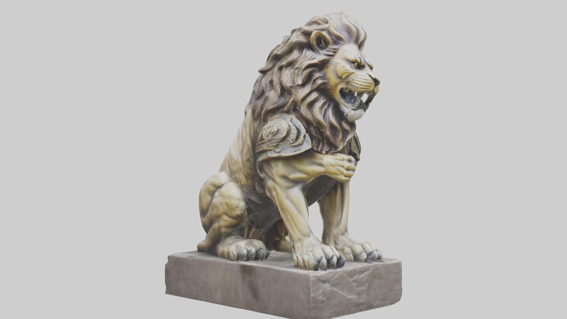 Lion Warrior statue model Low-poly 3D model_7