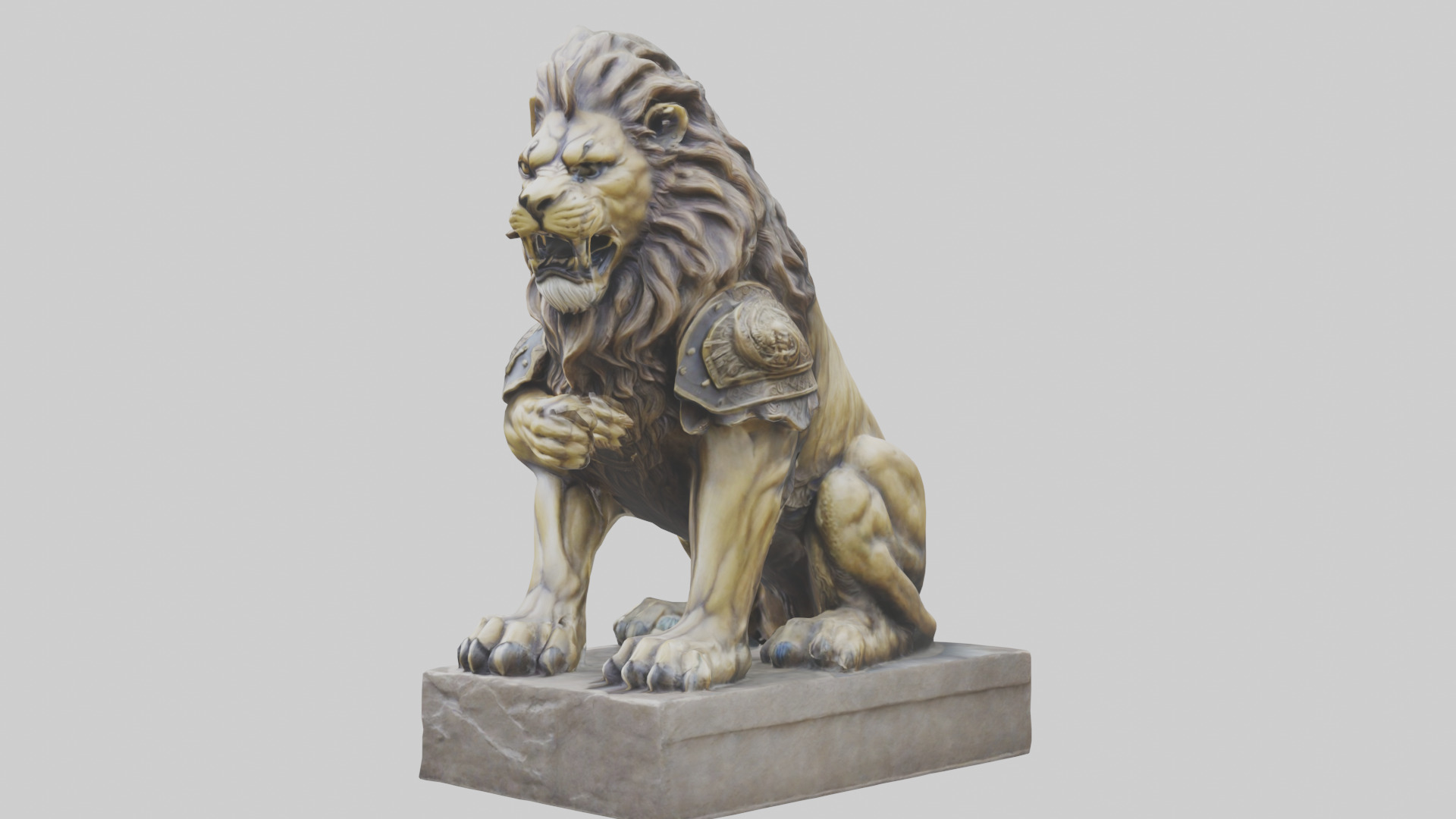 Lion Warrior statue model Low-poly 3D model_8