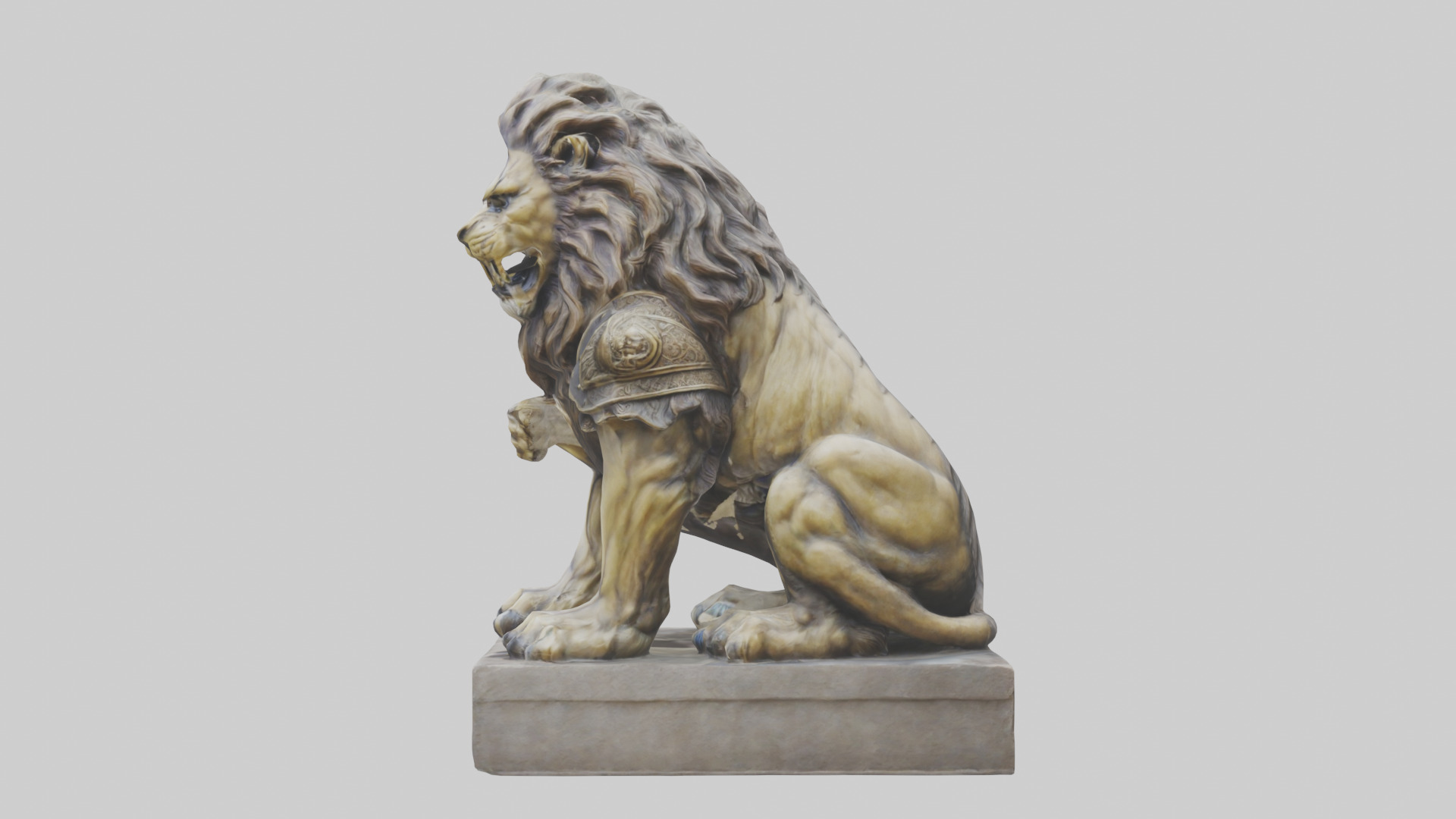 Lion Warrior statue model Low-poly 3D model_12